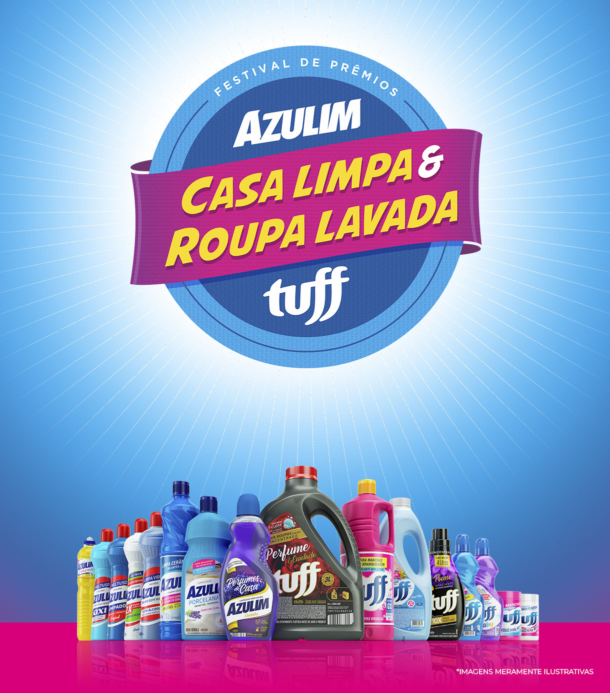 Logotimo promoção Festival de Prêmios Casa Limpa & Roupa Lavada - Azulim e Tuff